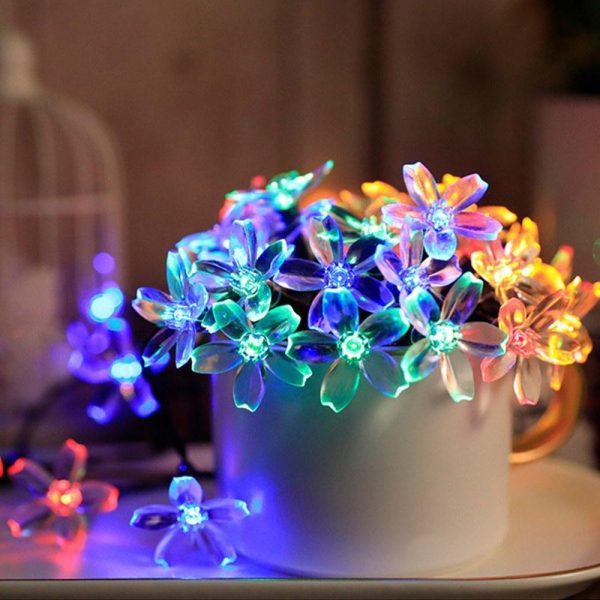 Headlights |   Solar Powered Flower String Lights 7m/22.97ft 50pcs Cherry Blossoms Colorful LEDs Fairy Light Multicolor Headlights Headlights