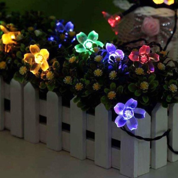 Headlights |   Solar Powered Flower String Lights 7m/22.97ft 50pcs Cherry Blossoms Colorful LEDs Fairy Light Multicolor Headlights Headlights