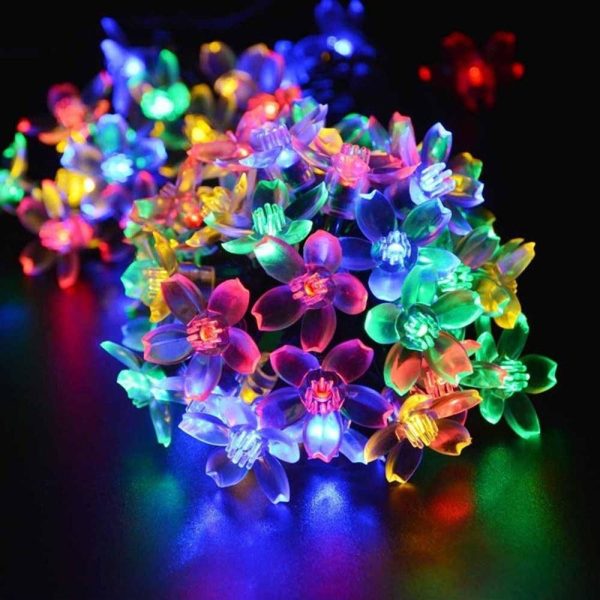 Headlights |   Solar Powered Flower String Lights 7m/22.97ft 50pcs Cherry Blossoms Colorful LEDs Fairy Light Multicolor Headlights Headlights