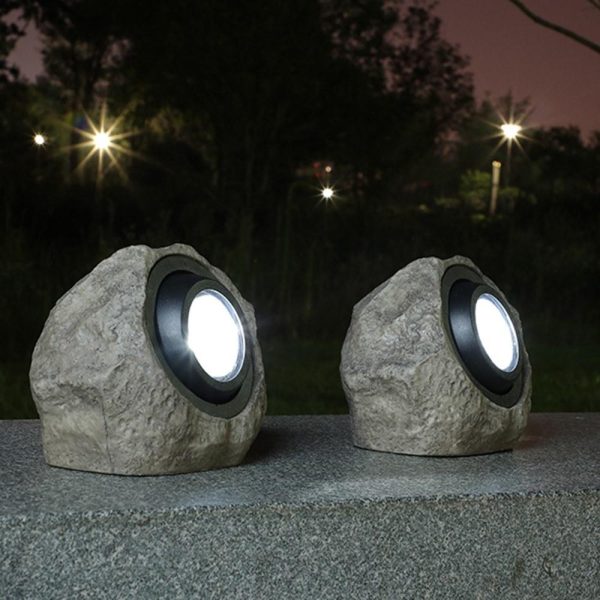 Headlights |   Solar Powered Lamp Simulation Stone Lawn Light Grey Headlights Grey