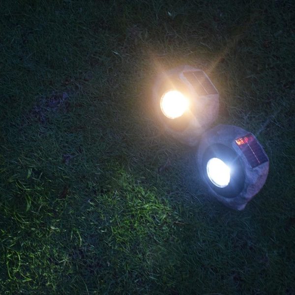 Headlights |   Solar Powered Lamp Simulation Stone Lawn Light Grey Headlights Grey