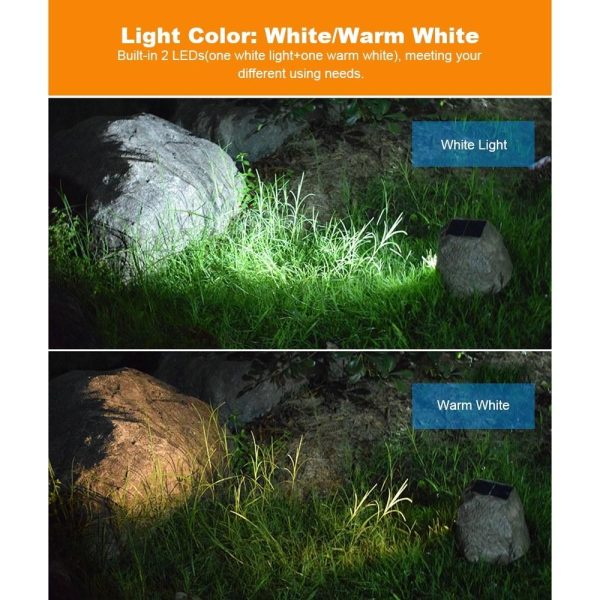 Headlights |   Solar Powered Lamp Simulation Stone Lawn Light Grey Headlights Grey