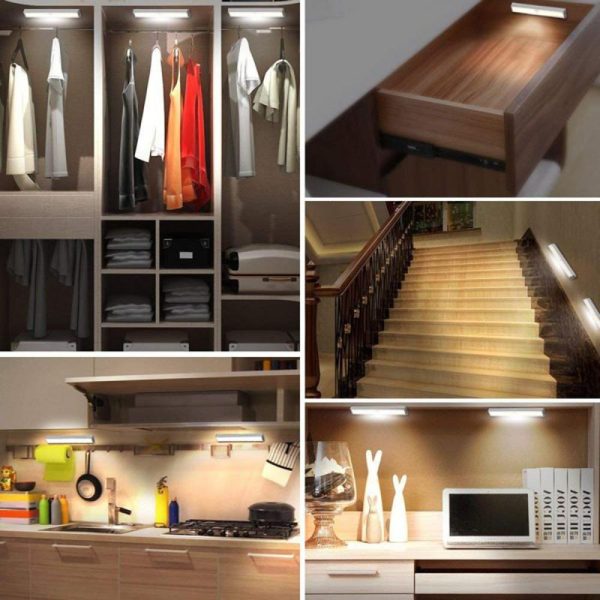 Lamp Bases |   Deal LED Closet Light, Motion Sensor 10 LED Stick on Anywhere Closet Lamp Under-Cabinet Lighting,Cabinet Night Light Portable Warm/Cold Light Bar  for Closet, Cabinet, Wardrobe High brightness, high sensitivity, low power consumption, long life White Lamp Bases Lamp Bases