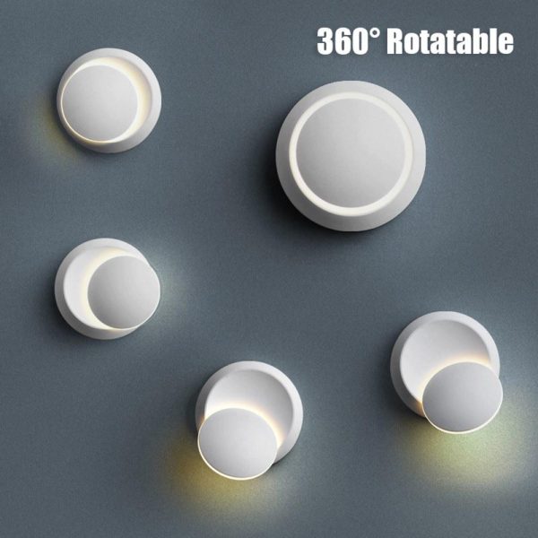 Lamp Bases |   LED Wall Lamp 360 Degree Rotatable Round Crescent Wall Light Black Lamp Bases Black