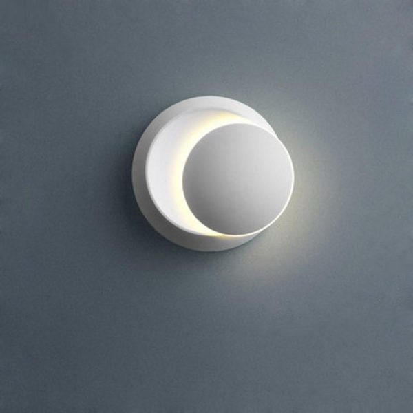 Lamp Bases |   LED Wall Lamp 360 Degree Rotatable Round Crescent Wall Light Black Lamp Bases Black