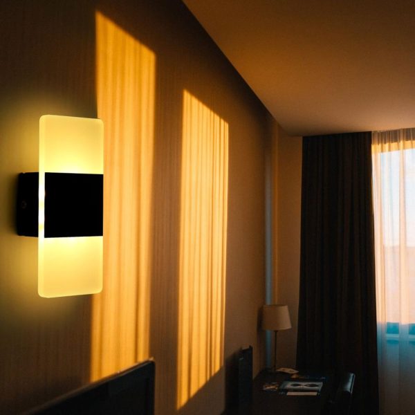 Lamp Bases |   LED Wall Lamp Rectangle AC85-265V Bedside Corridor Wall Lamp Home Decorative Aluminum Light Fixture(14x6cm) Black1 Lamp Bases Black1