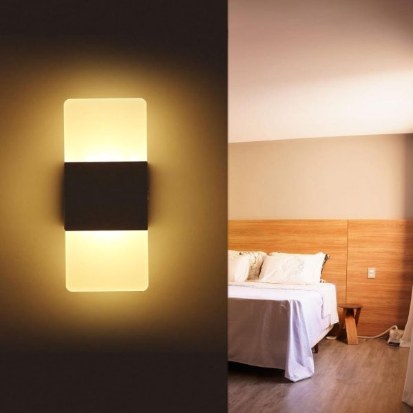 Lamp Bases |   LED Wall Lamp Rectangle AC85-265V Bedside Corridor Wall Lamp Home Decorative Aluminum Light Fixture(14x6cm) Black1 Lamp Bases Black1