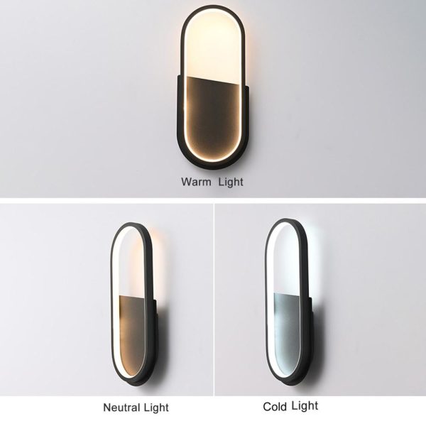 Lamp Bases |   Modern Simple Wall Lamp Elliptical Interior Decoration LEDs Wall Lamp Mirror Light Hard-Wired Wall Lamp 18W Suitable for Living Room Bedroom Dining Room Corridor Wall Lamp Black Lamp Bases Black