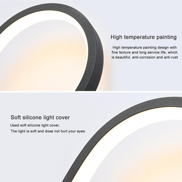 Lamp Bases |   Modern Simple Wall Lamp Elliptical Interior Decoration LEDs Wall Lamp Mirror Light Hard-Wired Wall Lamp 18W Suitable for Living Room Bedroom Dining Room Corridor Wall Lamp Black Lamp Bases Black