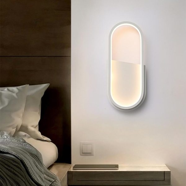 Lamp Bases |   Modern Simple Wall Lamp Elliptical Interior Decoration LEDs Wall Lamp Mirror Light Hard-Wired Wall Lamp 18W Suitable for Living Room Bedroom Dining Room Corridor Wall Lamp White Lamp Bases Lamp Bases