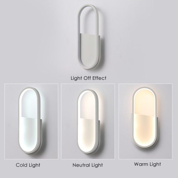 Lamp Bases |   Modern Simple Wall Lamp Elliptical Interior Decoration LEDs Wall Lamp Mirror Light Hard-Wired Wall Lamp 18W Suitable for Living Room Bedroom Dining Room Corridor Wall Lamp White Lamp Bases Lamp Bases