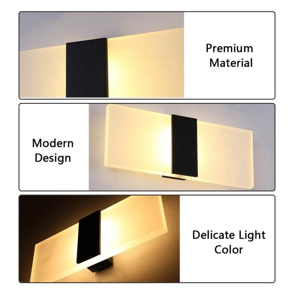 Lamp Bases |   Modern Wall Sconces LED Wall Lamp （6500K） Black2 Lamp Bases Black2