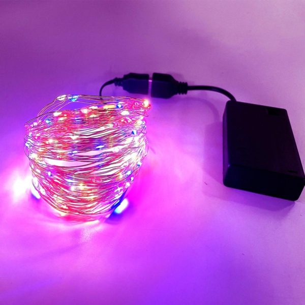 Lawn Lamps |   10m Multi-color USB String Light with Battery Box Constant Bright 100 Lamp Beads Copper Wire Romantic Decoration Lawn Lamps Lawn Lamps