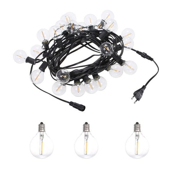 Lawn Lamps |   12m/39.37ft E12 Base G40 LED String Light with 25 Sockets 28 Bulbs Black Wire Lawn Lamps Black Wire