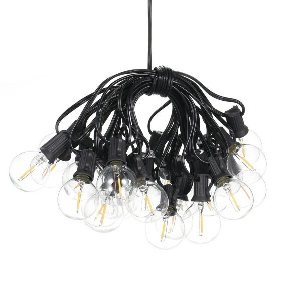 Lawn Lamps |   12m/39.37ft E12 Base G40 LED String Light with 25 Sockets 28 Bulbs Black Wire Lawn Lamps Black Wire