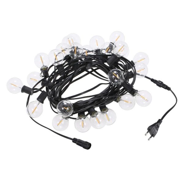 Lawn Lamps |   12m/39.37ft E12 Base G40 LED String Light with 25 Sockets 28 Bulbs Black Wire Lawn Lamps Black Wire