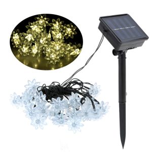 Lawn Lamps |   5M 20LEDs Solar Powered Energy Warm White Flower String Fairy Light Outdoor Lamp 2 Diverse Lighting Effects Lawn Lamps Lawn Lamps