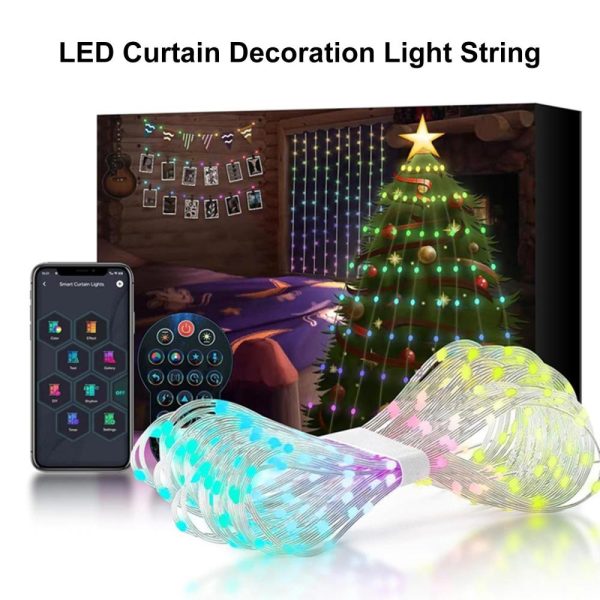 Lawn Lamps |   APP Smart Curtain Lights BT Illusion Point Control Leather String Lights Indoor and Outdoor Holiday DIY Decoration String Lights Silver Lawn Lamps Lawn Lamps