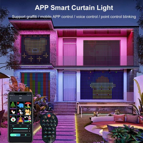 Lawn Lamps |   APP Smart Curtain Lights BT Illusion Point Control Leather String Lights Indoor and Outdoor Holiday DIY Decoration String Lights Silver Lawn Lamps Lawn Lamps