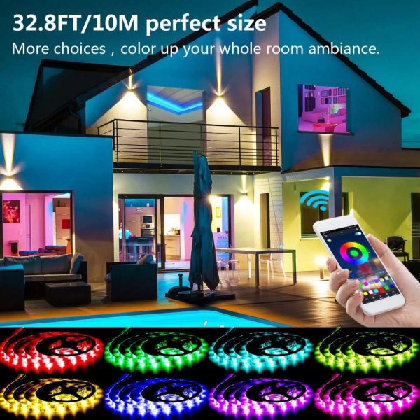 Lawn Lamps |   Deal RGB LED Strip Lights 10M 300LEDs 5050RGB Light Strip IP65 Waterproof LED Tape Light APP Control Adjustable Brightness Timing Function for Christmas Party Bar Home Decor Rgb Lawn Lamps Lawn Lamps