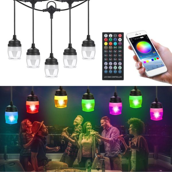 Lawn Lamps |   LEDs String Light with 12pcs Shatterproof Light Bulbs Dimmable Multi-color Changing Mode Warm + White + Multi-Color Lawn Lamps Lawn Lamps