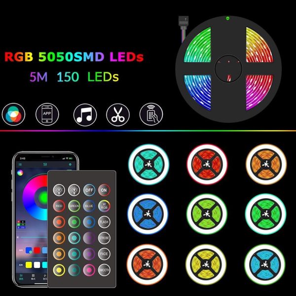 Lawn Lamps |   Smart Wifi LED RGB Strip Lights 16.4ft. 5050 Color Changing Lights Lawn Lamps Lawn Lamps