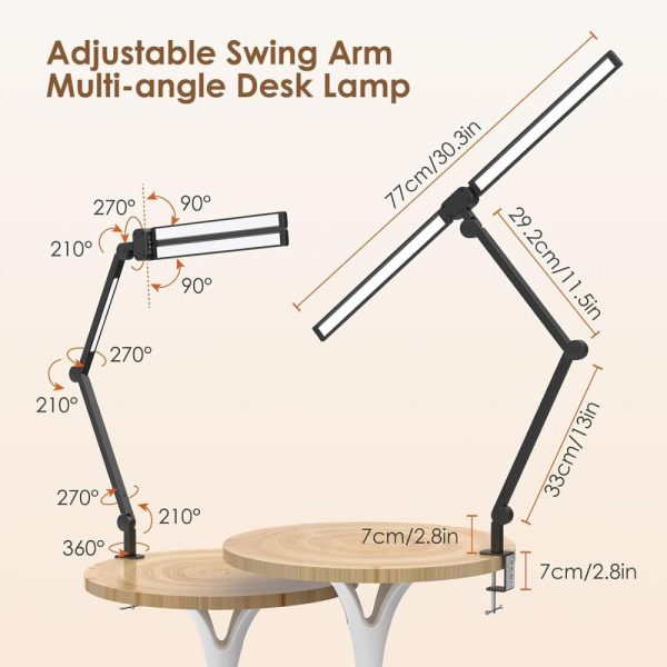 Novelty lighting |   272LEDs Dimmable Desk Lamp with Clamp Double Swing Arm Architect Table Lights with Remote Control Foldable Bendable Bracket Black LED Lighting Black