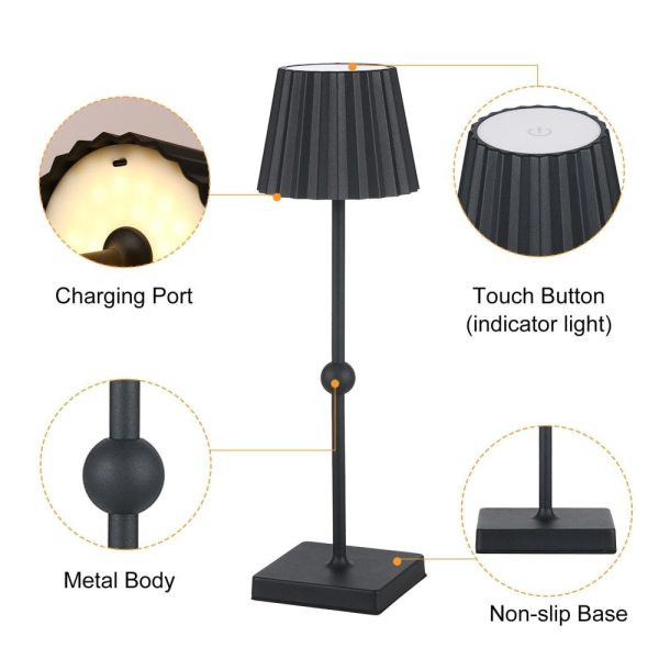 Novelty lighting |   Bedroom Eye Care Rechargeable Desk Lamp Bedside Lamp Touchable Ambient Night Light Black LED Lighting Black