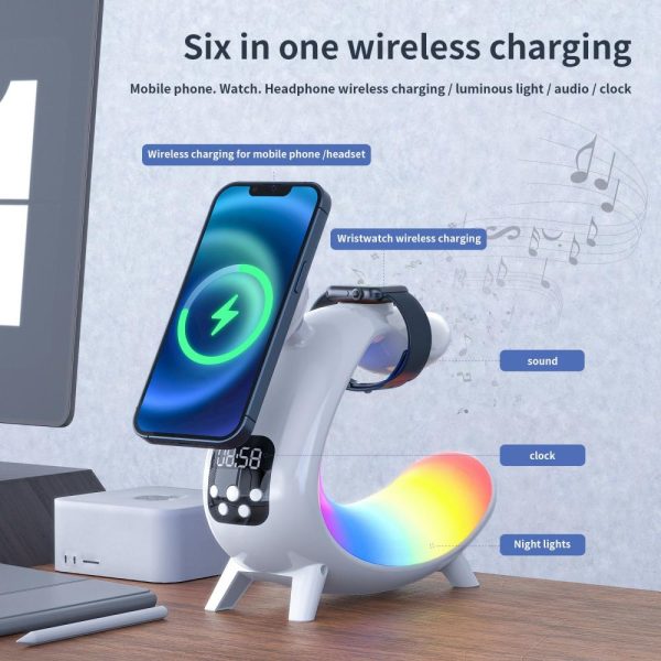 Novelty lighting |   Bedside Table Lamp Colorful Night Light Wireless Charging for Cell Phone Watch Headphones Can be used as BT Audio/Clock/Ambient Light White LED Lighting Novelty lighting