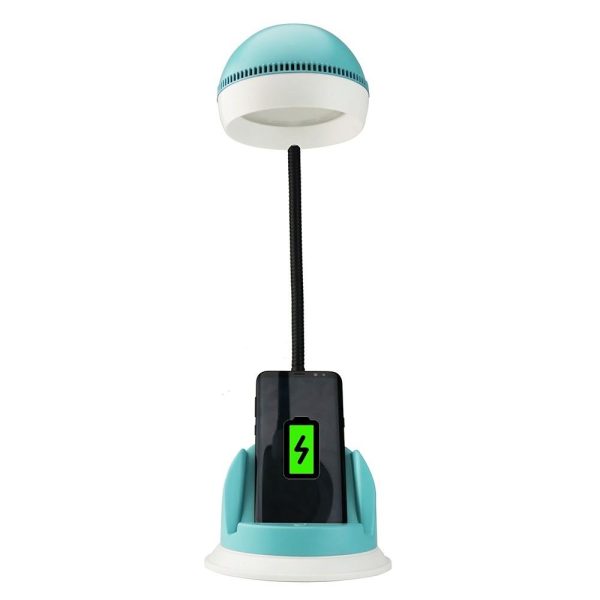 Novelty lighting |   Desk Lamp with Wireless Charger USB Charging Port Blue LED Lighting Blue