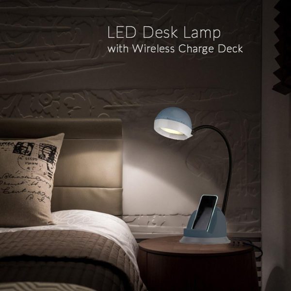 Novelty lighting |   Desk Lamp with Wireless Charger USB Charging Port Blue LED Lighting Blue