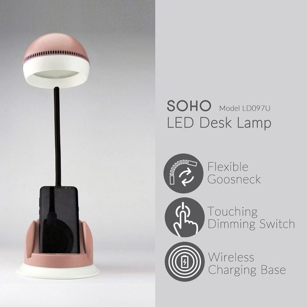 Novelty lighting |   Desk Lamp with Wireless Charger USB Charging Port Pink LED Lighting Novelty lighting