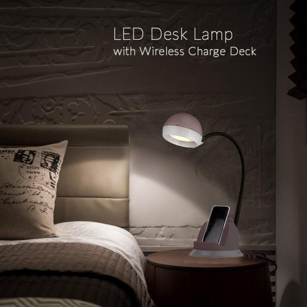 Novelty lighting |   Desk Lamp with Wireless Charger USB Charging Port Pink LED Lighting Novelty lighting