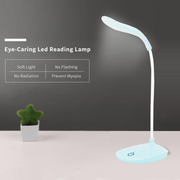 Novelty lighting |   Rechargeable Led Desk Lamp Portable USB Charging and Plug-in 360° Flexible Hose Reading Lamp Blue LED Lighting Blue