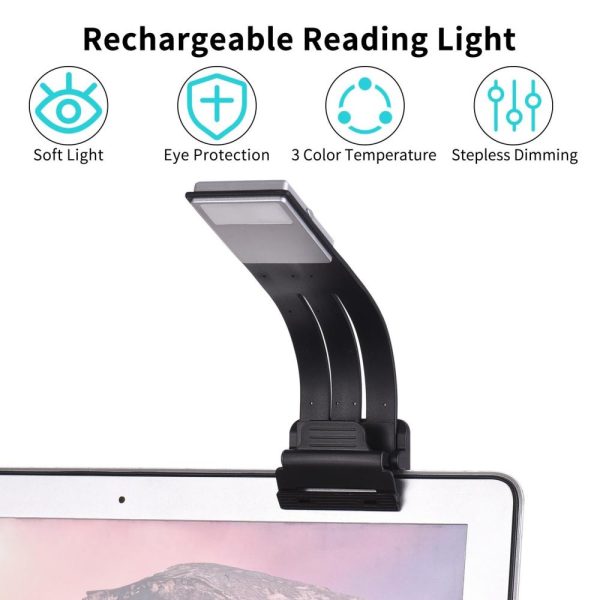 Novelty lighting |   Rechargeable Reading Light Bookmark LED Light Eye Protection 3 Color Temperature Stepless Dimming with Magnetic Clip for Reading in Bed Black LED Lighting Black