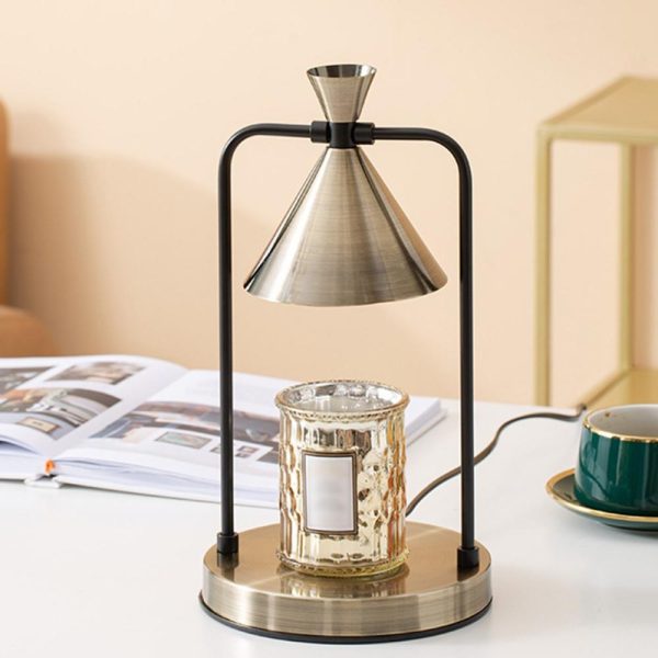 Novelty lighting |   Retro Metal Aromatherapy Wax Melting Lamp Stepless Dimming Smoke-free Bedroom Fragrance Candle Melting Table Lamp Gold LED Lighting Gold