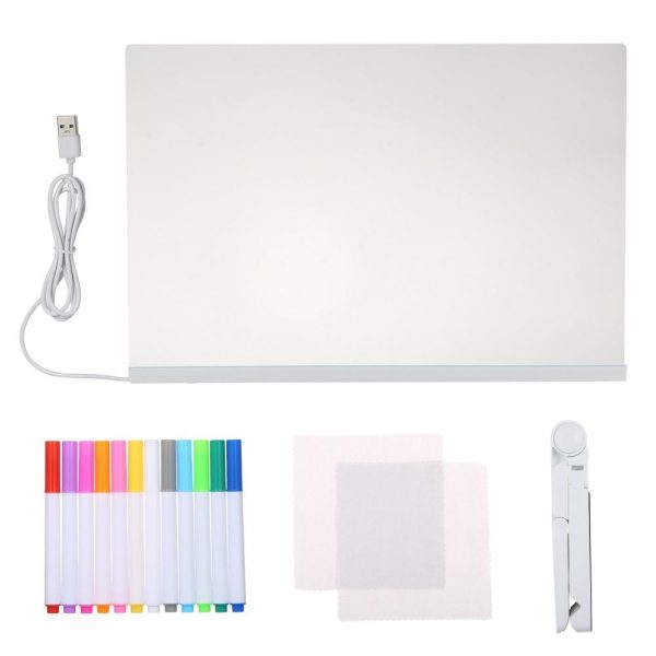 Other |   11.8 inch X 7.9 inch LEDs Message Board Tablet Kit Set with 12 Colorful Markers Warm White LED Lighting Other