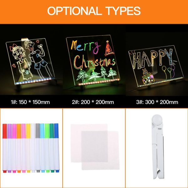 Other |   11.8 inch X 7.9 inch LEDs Message Board Tablet Kit Set with 12 Colorful Markers Warm White LED Lighting Other