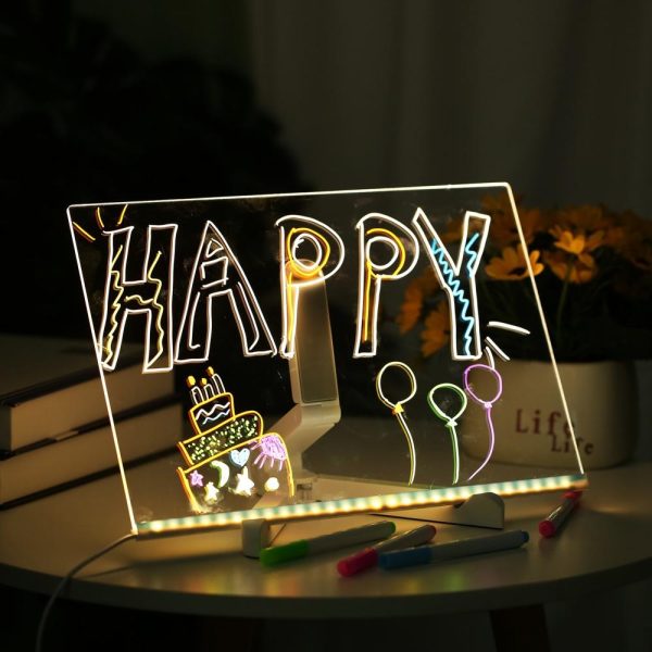 Other |   11.8 inch X 7.9 inch LEDs Message Board Tablet Kit Set with 12 Colorful Markers Warm White LED Lighting Other