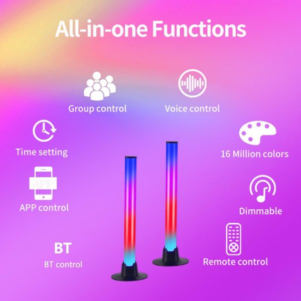 Other |   2Pcs Colorful Sound Pickup Lamps USB Desktop Atmosphere Light High-sensitivity Pickup Light Bar Fun Gaming Multi-Color LED Lighting Multi-Color