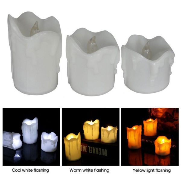 Other |   3Pcs Simulation Melting Candle Lamps Set Remote Control Birthday Party Christmas Decoration Electronic Candle Light (Yellow light flashing) LED Lighting Other