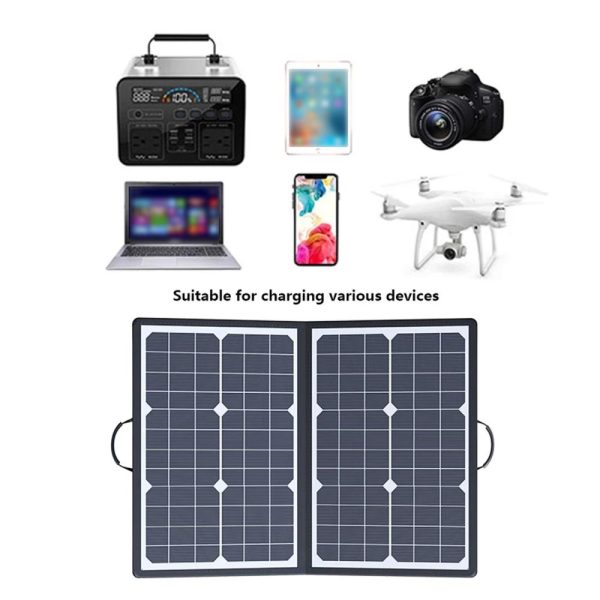 Other |   40W Solar Panel Outdoor Power Storage for Cell Phones With Carrying Handle and Support Bracket Black LED Lighting Black