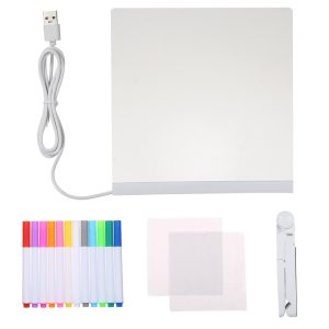 Other |   5.9 inch X 5.9 inch LEDs Message Board Tablet Kit Set with 12 Colorful Markers Warm White LED Lighting Other