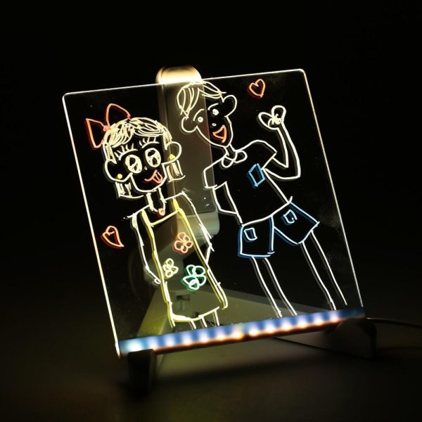 Other |   5.9 inch X 5.9 inch LEDs Message Board Tablet Kit Set with 12 Colorful Markers Warm White LED Lighting Other