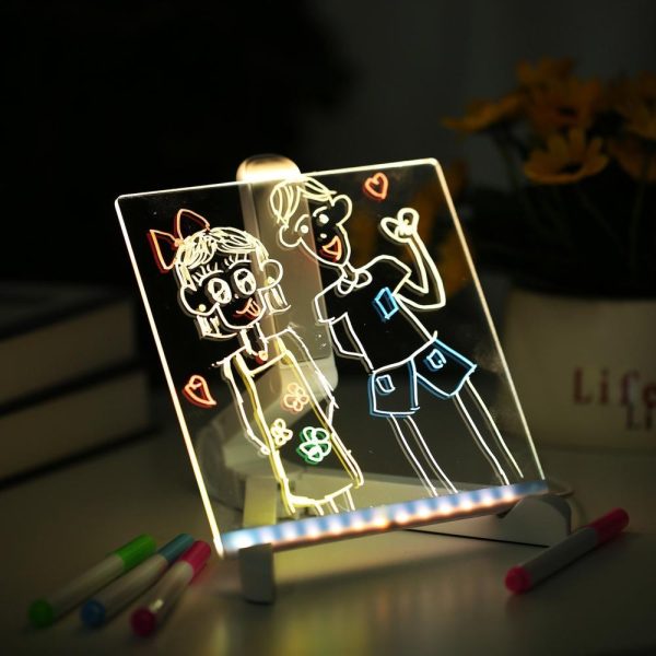 Other |   5.9 inch X 5.9 inch LEDs Message Board Tablet Kit Set with 12 Colorful Markers Warm White LED Lighting Other