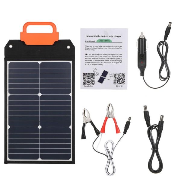 Other |   50W Flexible Solar Panel Kit Portable Solar Charging Panel with Handle Solar Cell Solar Charger IP65 Waterproof for Home Car Boat Indoor Outdoor Use Black LED Lighting Black