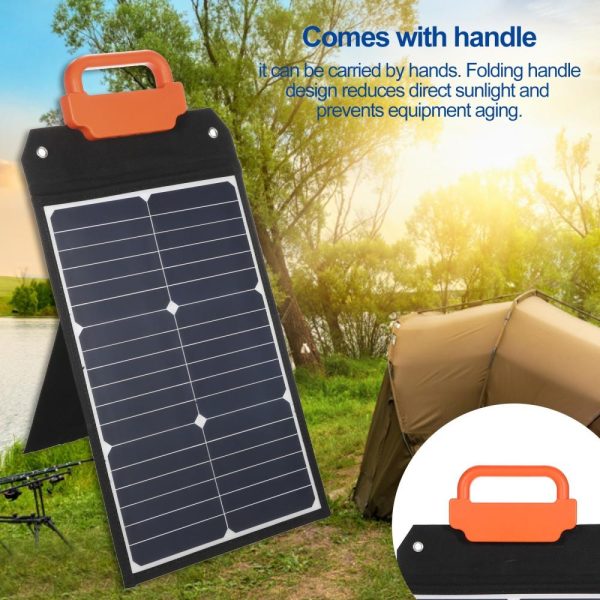 Other |   50W Flexible Solar Panel Kit Portable Solar Charging Panel with Handle Solar Cell Solar Charger IP65 Waterproof for Home Car Boat Indoor Outdoor Use Black LED Lighting Black