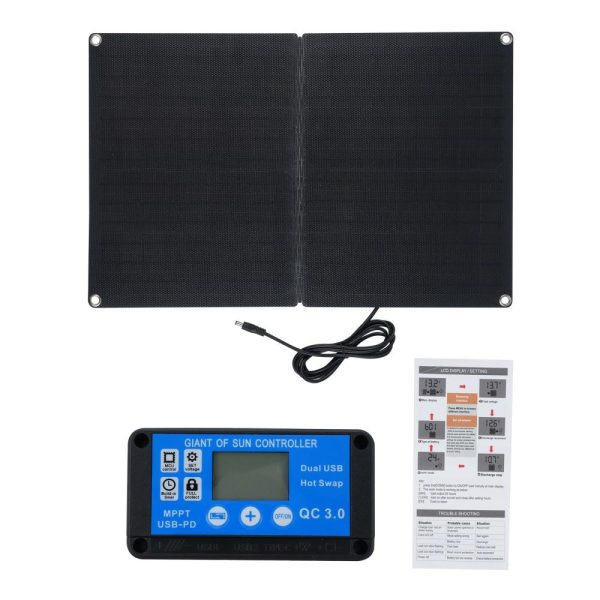 Other |   60W Monocrystalline Silicon Solar Charging Panel for Home Car Boat Indoor Outdoor Use Black LED Lighting Black