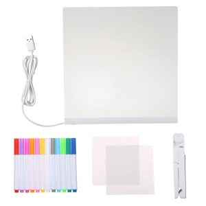 Other |   7.9 inch X 7.9 inch LEDs Message Board Tablet Kit Set with 12 Colorful Markers Warm White LED Lighting Other