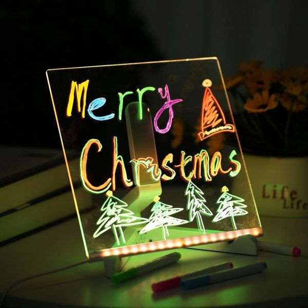 Other |   7.9 inch X 7.9 inch LEDs Message Board Tablet Kit Set with 12 Colorful Markers Warm White LED Lighting Other